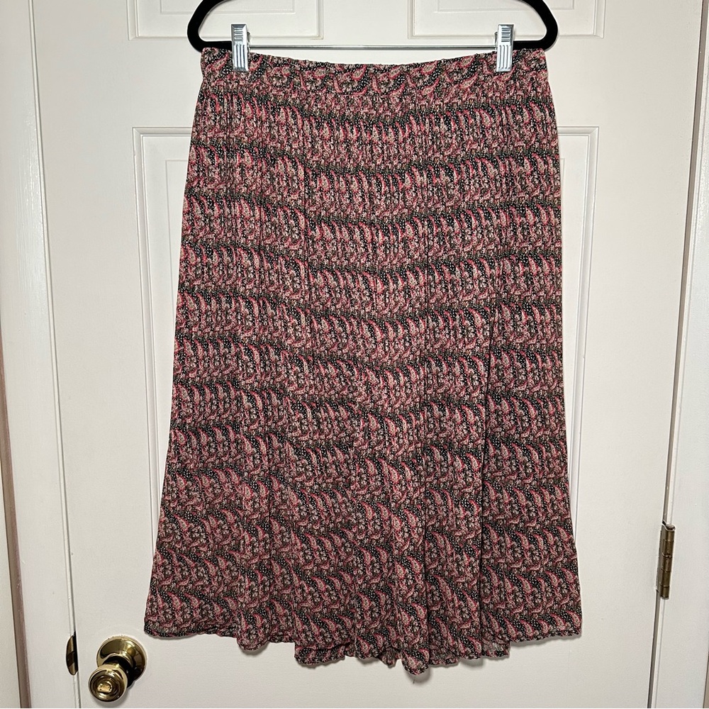 Banana Republic Release Pleat Paisley Print Midi Skirt Size M